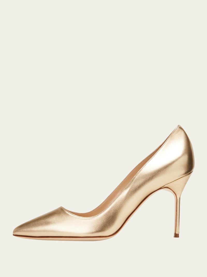 Damen High Heels Gold Alomond Toe Stiletto Heel Dress Pumps