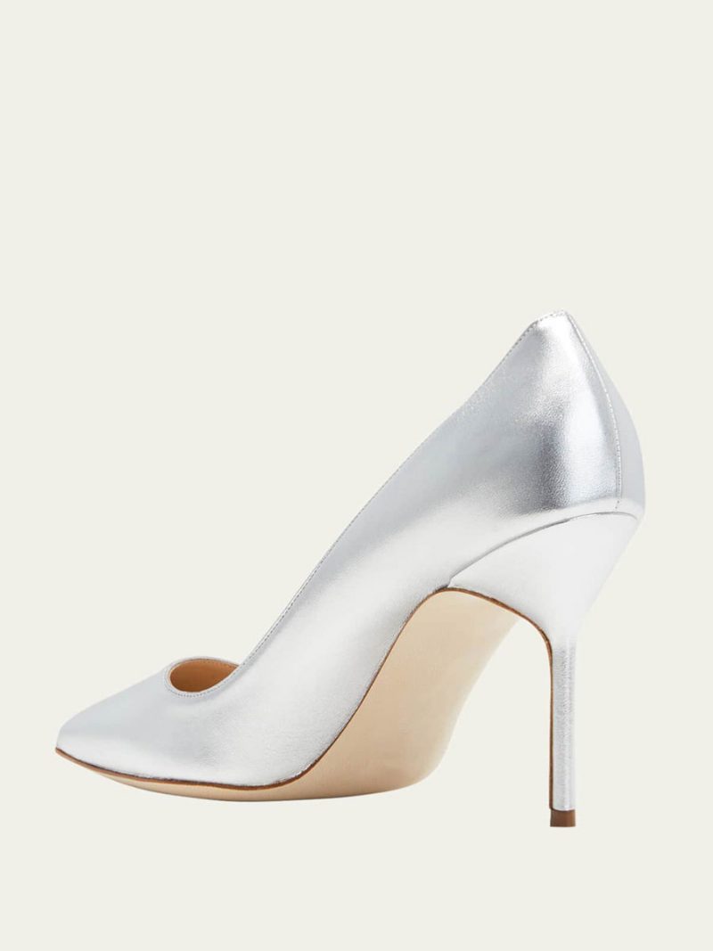 Damen High Heels Gold Alomond Toe Stiletto Heel Dress Pumps - Silber