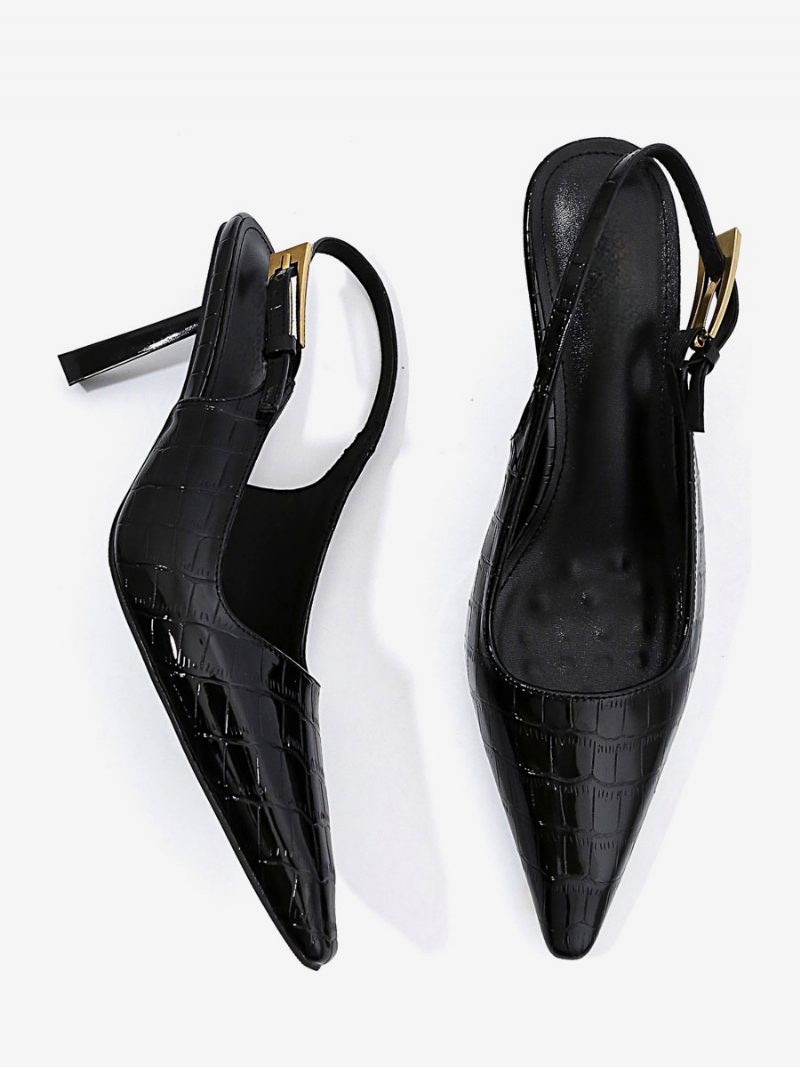 Damen-high-heels Mit Spitzer Zehenpartie Und Speziell Geformten Slingback-pumps - Schwarz