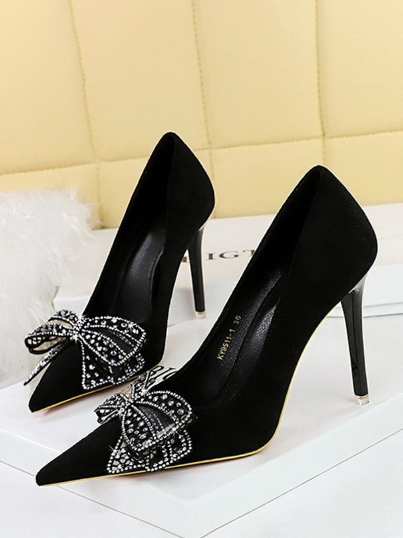 Damen-high-heels Schicke Spitze Zehen-pumps Stiletto-absatz Wildleder - Schwarz