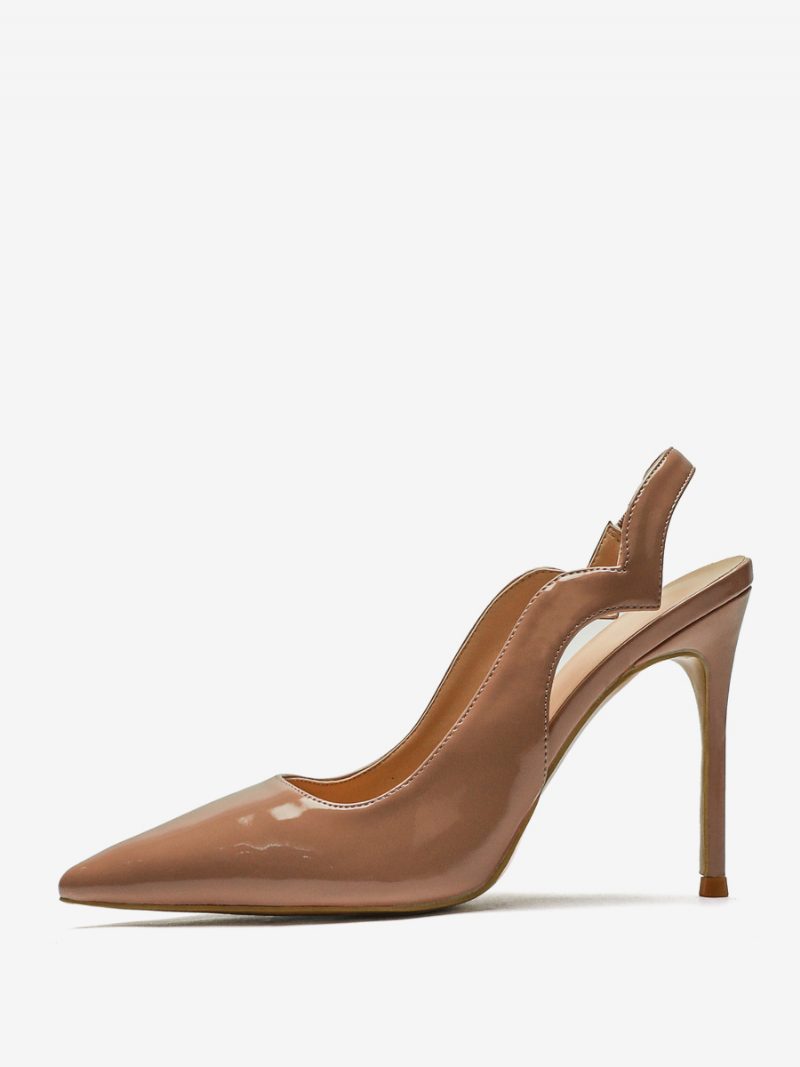 Damen-high-heels Übergröße Mit Spitzer Zehenpartie Und Slingback-pumps - Camel