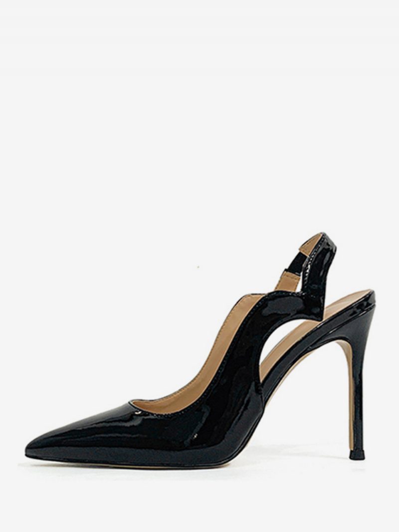 Damen-high-heels Übergröße Mit Spitzer Zehenpartie Und Slingback-pumps - Schwarz