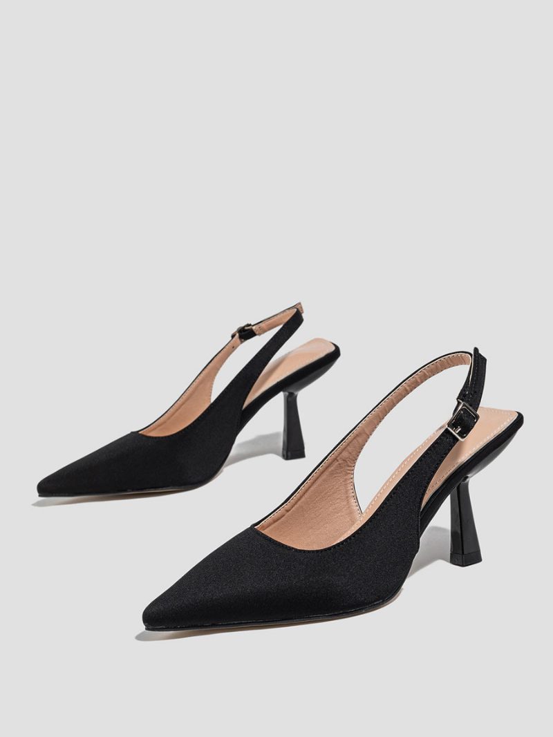 Damen-pumps Mit Halbhohen Absätzen Zum Schnüren Spitzer Zehenbereich Stiletto-absatz Formelle Abend-pumps Schwarz - Schwarz