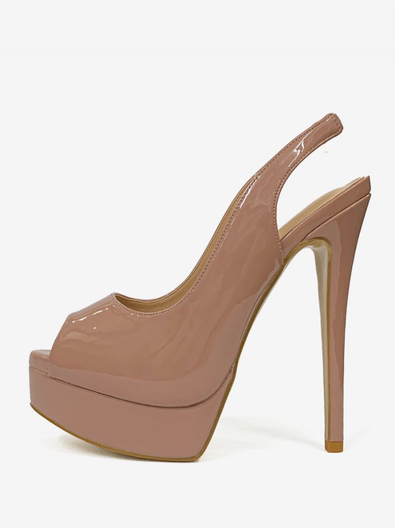 Damen-pumps Mit Hohem Absatz Peep-toe-plateau Stiletto-absatz - Camel