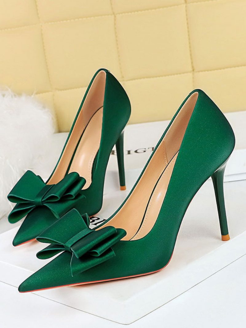 Damen-pumps Mit Hohem Absatz Stiletto-absatz Und Satin - Grün