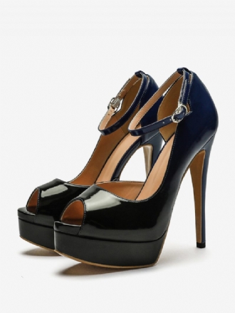 Damen-pumps Mit Hohem Absatz Und Plateausohle Peep-toe-stil Knöchelriemen