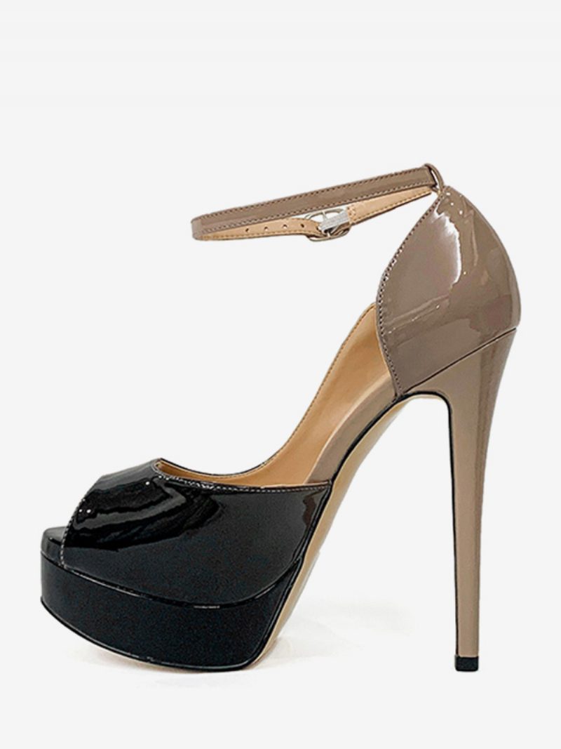 Damen-pumps Mit Hohem Absatz Und Plateausohle Peep-toe-stil Knöchelriemen - Ombre