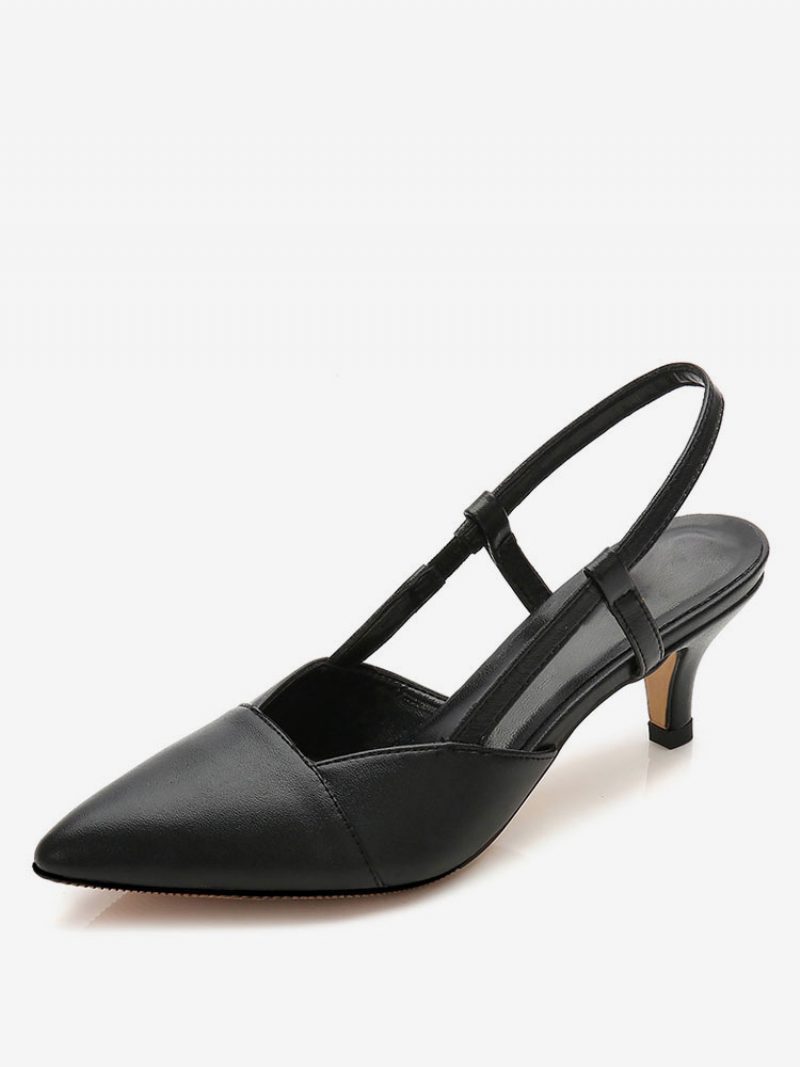 Damen-pumps Mit Kitten-absatz Und Slingback-absatz Aprikose - Schwarz