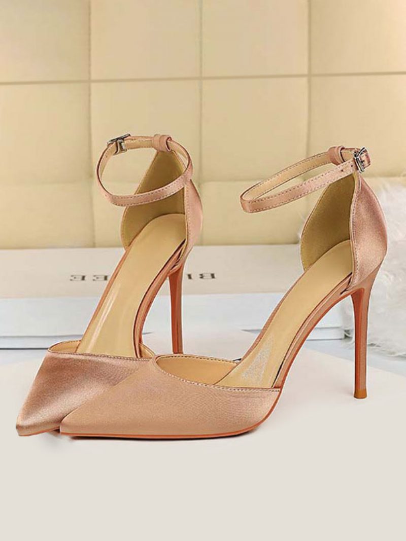 Damen-pumps Mit Knöchelriemen Und Spitzem Zehenbereich Stiletto-absatz Abendschuhe - Rosa