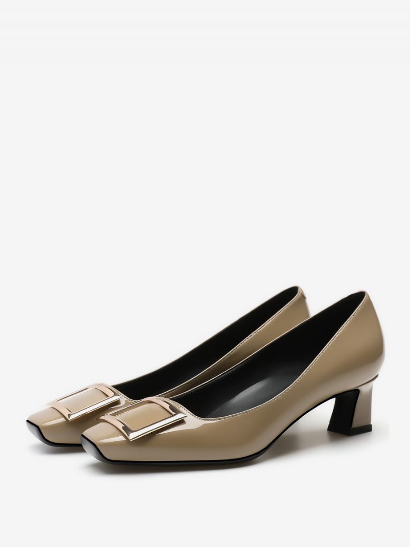 Damen-pumps Mit Mittelhohem Absatz Slip-on-stil Metalldetails Eckige Zehenpartie Speziell Geformter Party Tiefes Apricot