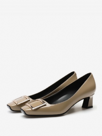 Damen-pumps Mit Mittelhohem Absatz Slip-on-stil Metalldetails Eckige Zehenpartie Speziell Geformter Party Tiefes Apricot