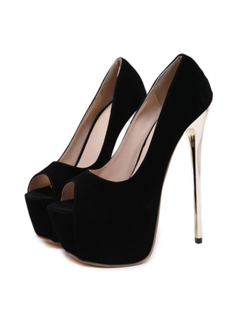 Damen-pumps Mit Peep-toe-absatz Plattform Stiletto-absatz Schicke Sexy Pumps - Schwarz