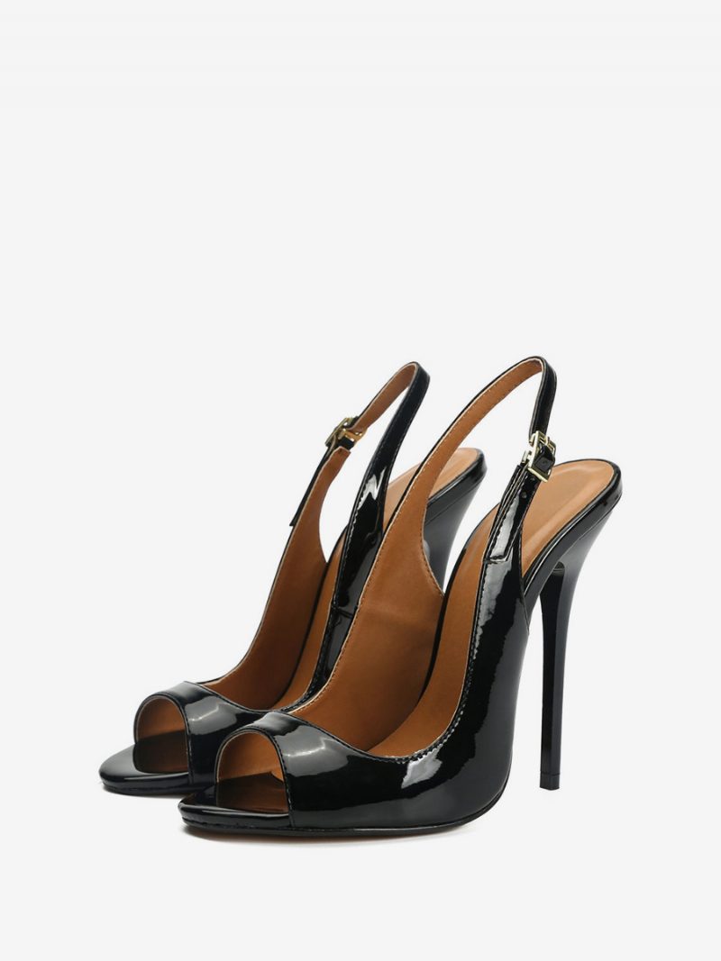 Damen-pumps Mit Peeptoe Und Slingback-absatz Schwarz