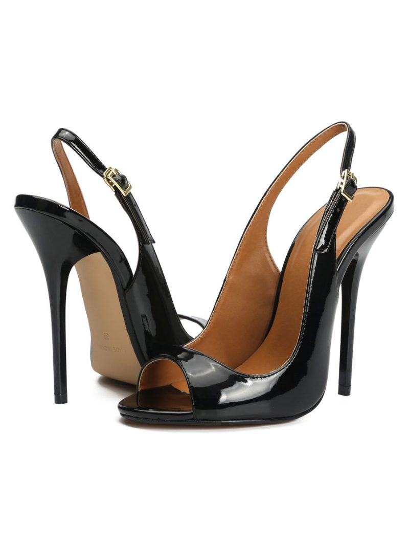 Damen-pumps Mit Peeptoe Und Slingback-absatz Schwarz - Schwarz