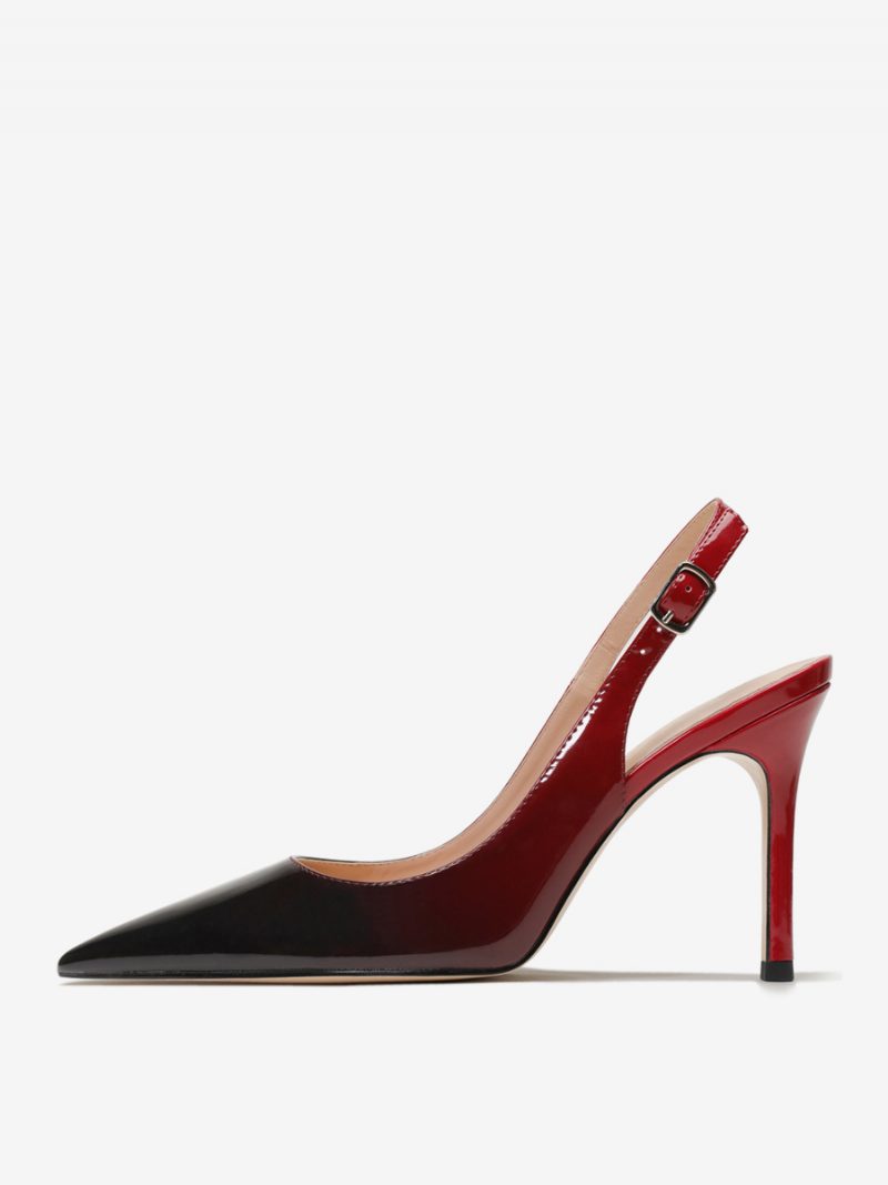 Damen-pumps Mit Slingback-absatz Und Knöpfen Stiletto-absatz - Rot