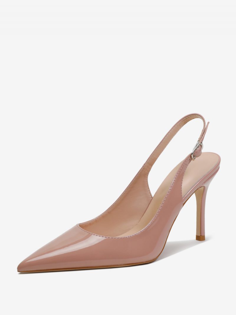 Damen-pumps Mit Slingback-absatz Und Knöpfen Stiletto-absatz - Fleisch