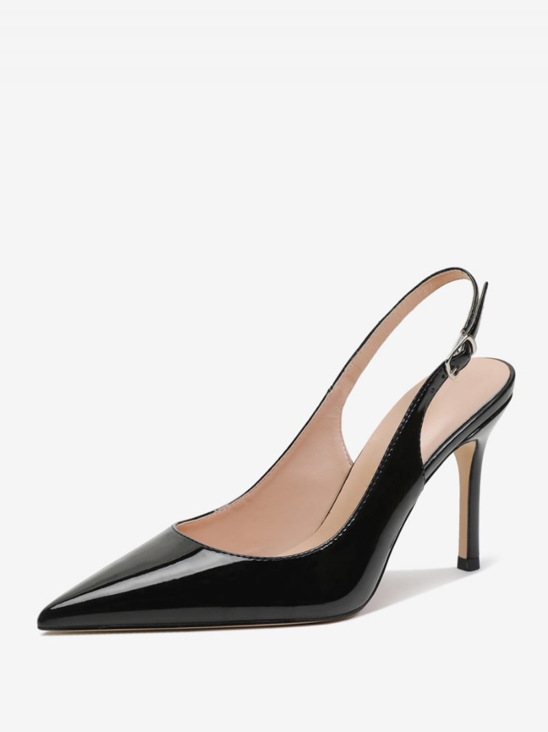 Damen-pumps Mit Slingback-absatz Und Knöpfen Stiletto-absatz - Schwarz