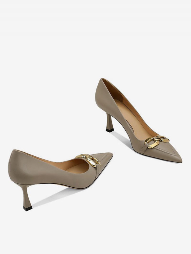 Damen-pumps Mit Spitzem Zehenbereich Und Stiletto-absatz - Khaki