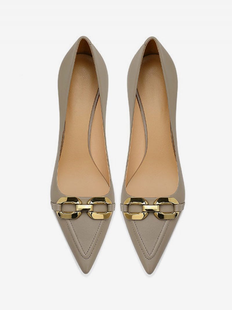 Damen-pumps Mit Spitzem Zehenbereich Und Stiletto-absatz - Khaki