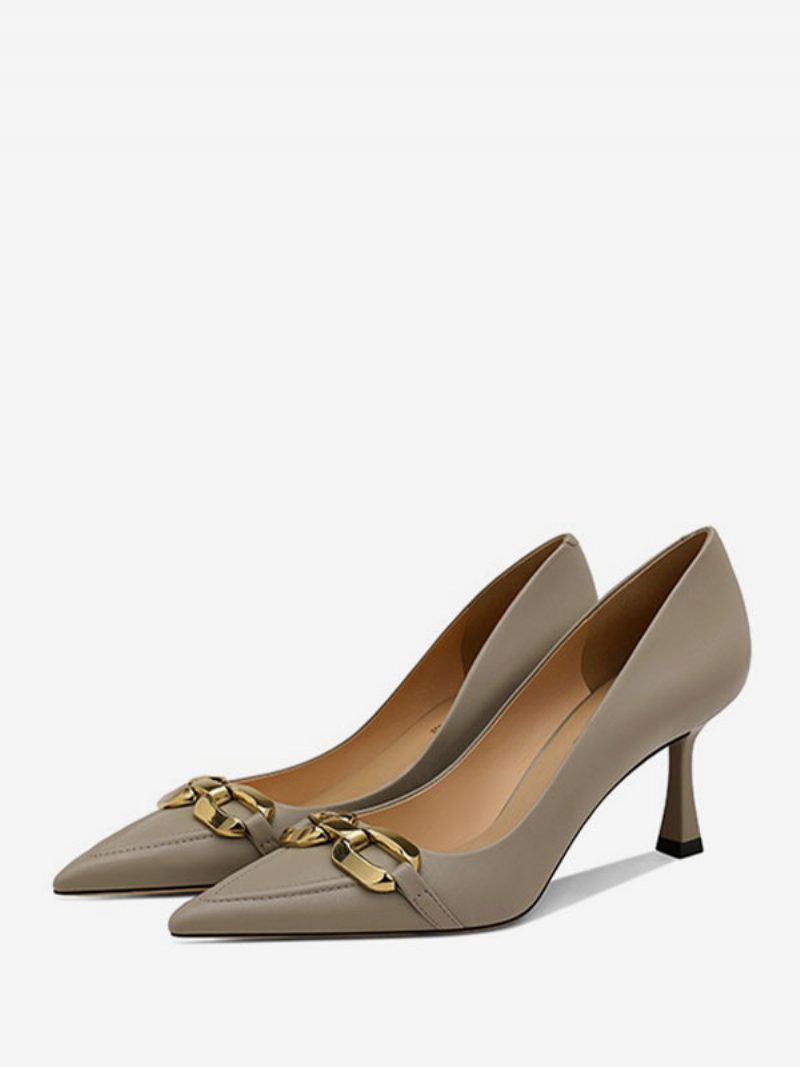 Damen-pumps Mit Spitzem Zehenbereich Und Stiletto-absatz - Khaki