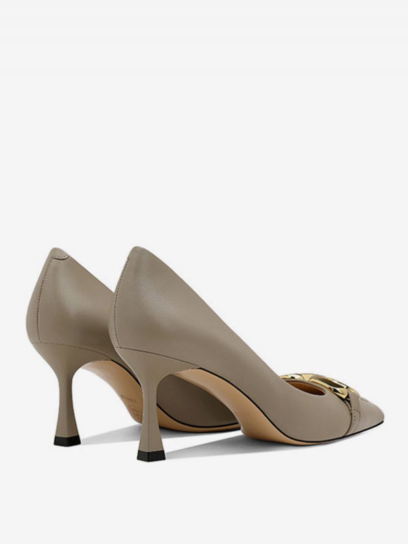 Damen-pumps Mit Spitzem Zehenbereich Und Stiletto-absatz - Khaki