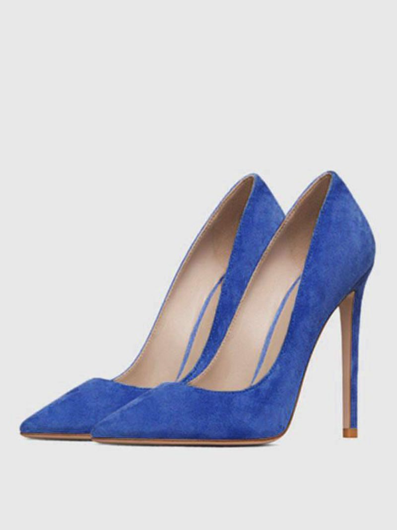 Damen-pumps Mit Spitzem Zehenbereich Und Stiletto-absatz Aus Wildlederimitat - Helles Himmelblau