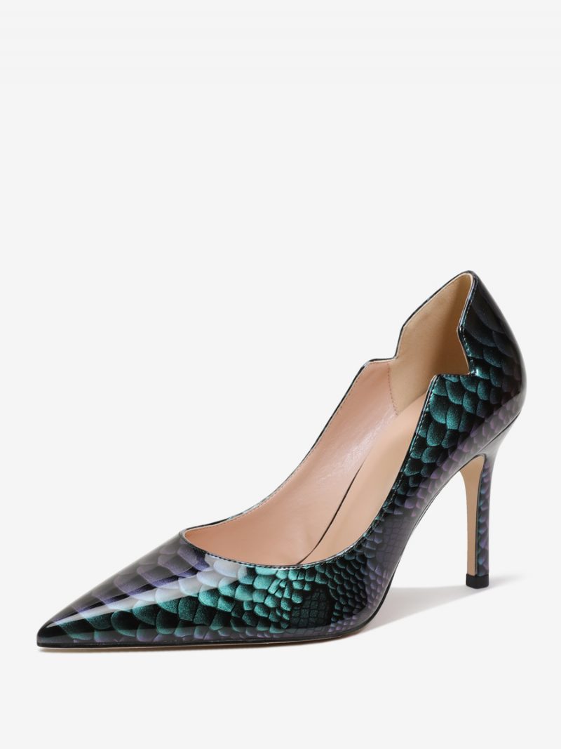 Damen-pumps Mit Spitzen Zehen Stiletto-absatz Und Slip-on-pumps - Dunkelgrün