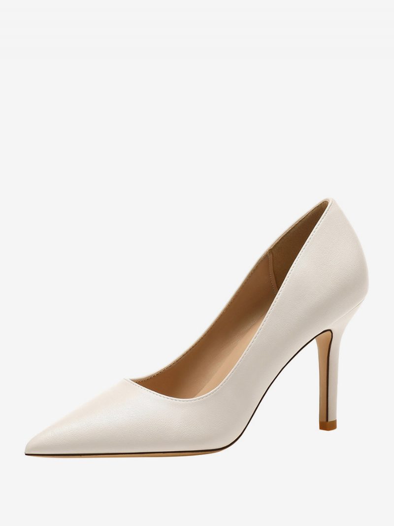 Damen-schuhe Zum Hineinschlüpfen Mit Hohem Absatz Und Spitzer Zehenpartie - Beige