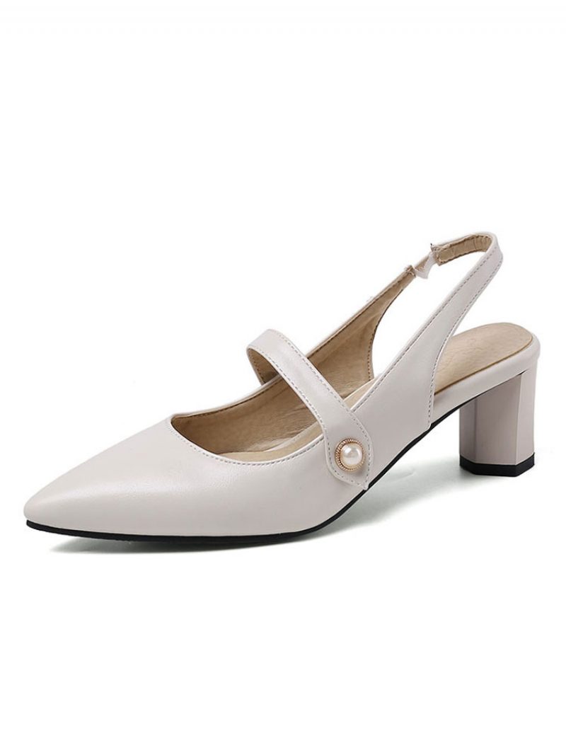 Damen-slingback-heels Mit Spitzer Zehenpartie Mary Jane-pumps Klobigem Absatz Vintage-schuhe