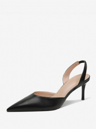 Damen-slingback-pumps Mit Spitzen Zehen Und Stiletto-absatz Schwarz