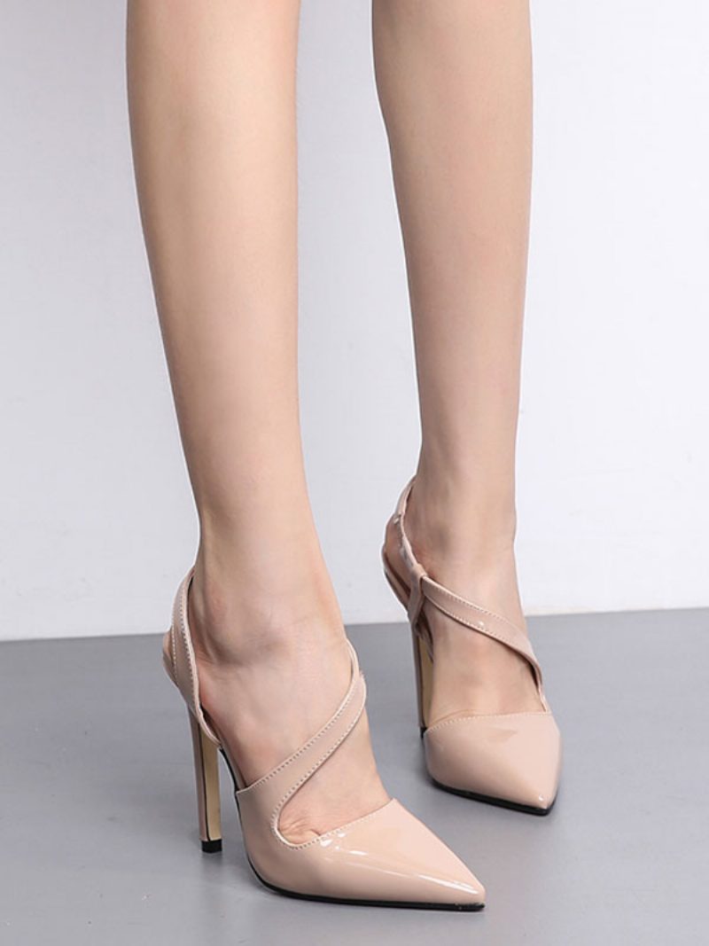 Damen-slingback-pumps Mit Spitzer Zehenpartie Stiletto-pumps Hohem Ballabsatz Nude