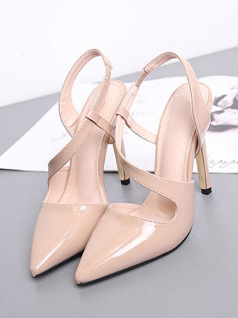 Damen-slingback-pumps Mit Spitzer Zehenpartie Stiletto-pumps Hohem Ballabsatz Nude - Gelb / Rot