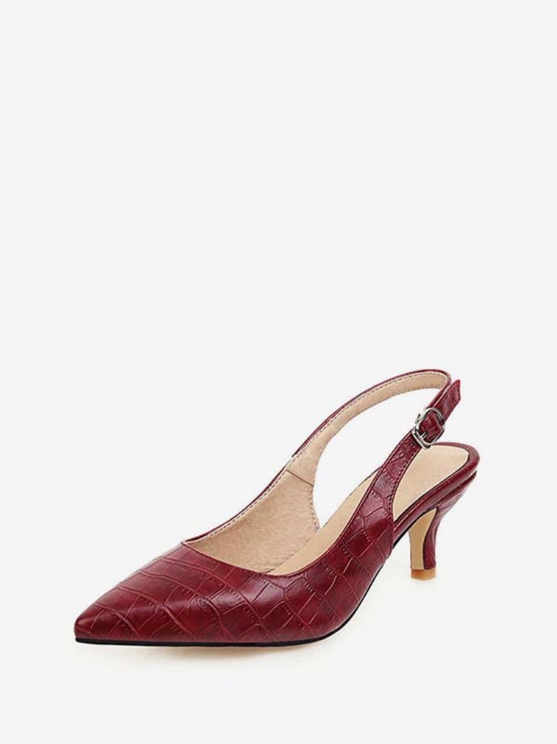 Gelbe Kitten-heel-slingback-pumps Mit Spitzer Zehenpartie Und Stiletto-absatz Für Damen - Rot