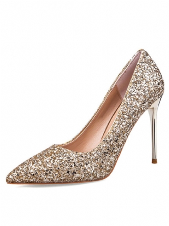 Glitzernde Damen-ballschuhe Mit Spitzer Zehenpartie Stiletto-pumps Hohem Ballabsatz