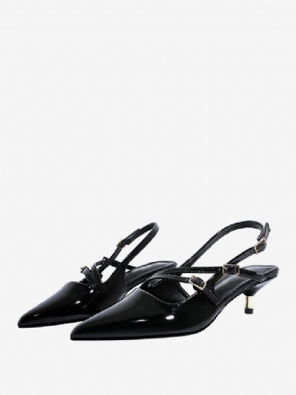 Kitten Heek Pumps Schwarze Slingback-absätze Mit Spitzer Zehenpartie Für Damen