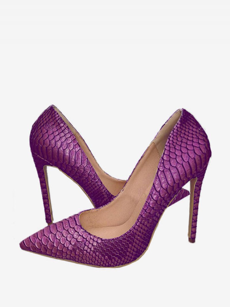 Lila Python-pumps Für Damen Mit Stiletto-absatz Und Spitzer Zehenpartie