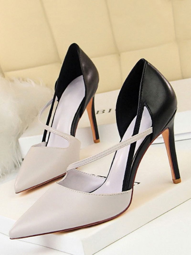 Nude High Heels Damen Spitze Riemchen Stiletto Pumps - Grau