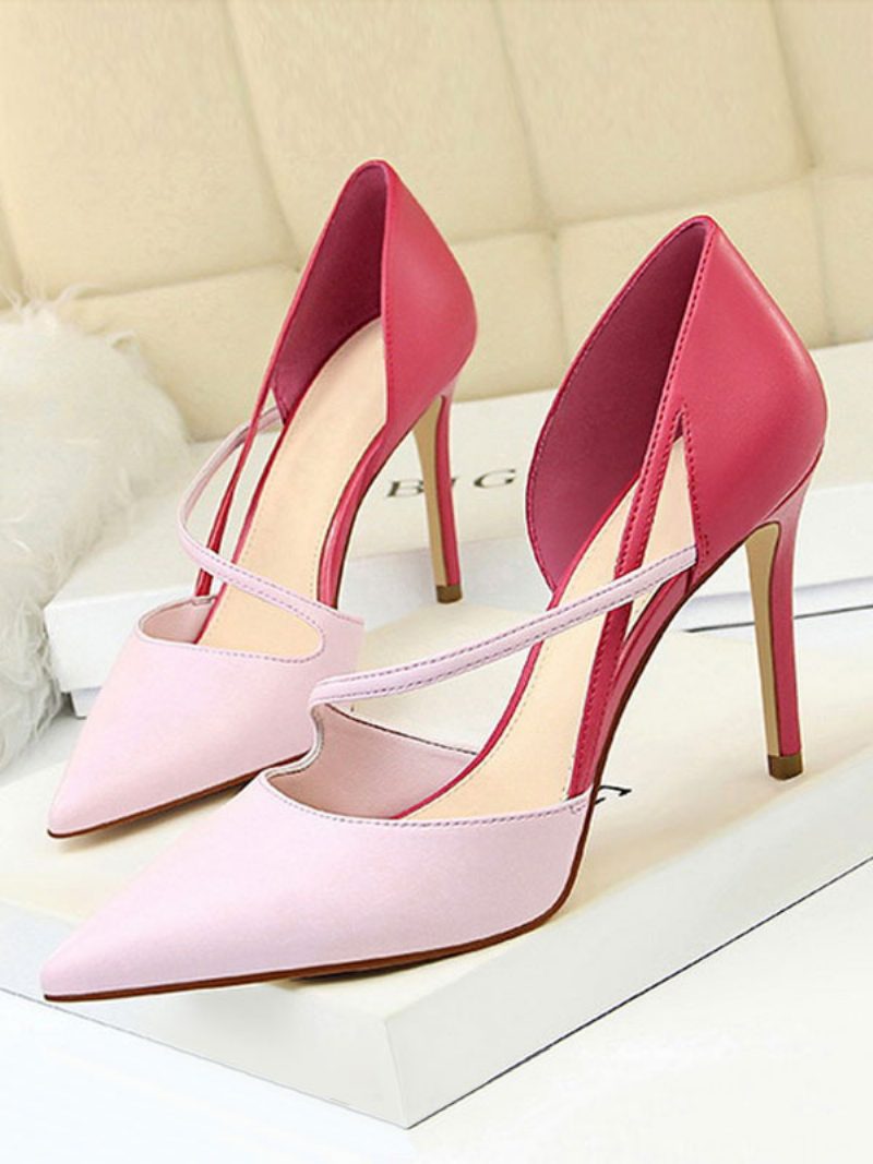 Nude High Heels Damen Spitze Riemchen Stiletto Pumps - Rosa