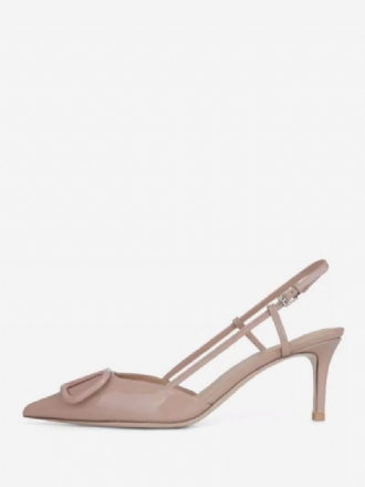 Nudefarbene Slingback-pumps Für Damen Mit Spitzer Zehenpartie Und Mittelhohem Absatz