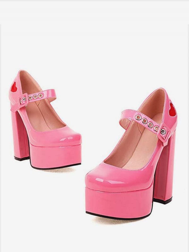 Rote Herz-plateau-mary-jane-heels Für Damen - Rosa