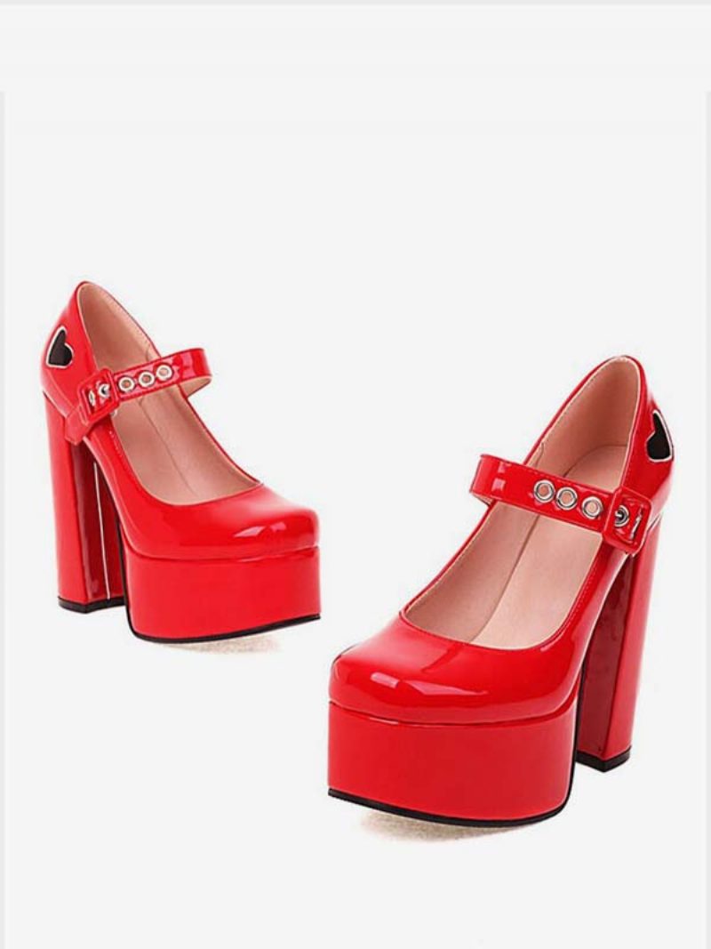 Rote Herz-plateau-mary-jane-heels Für Damen - Rot