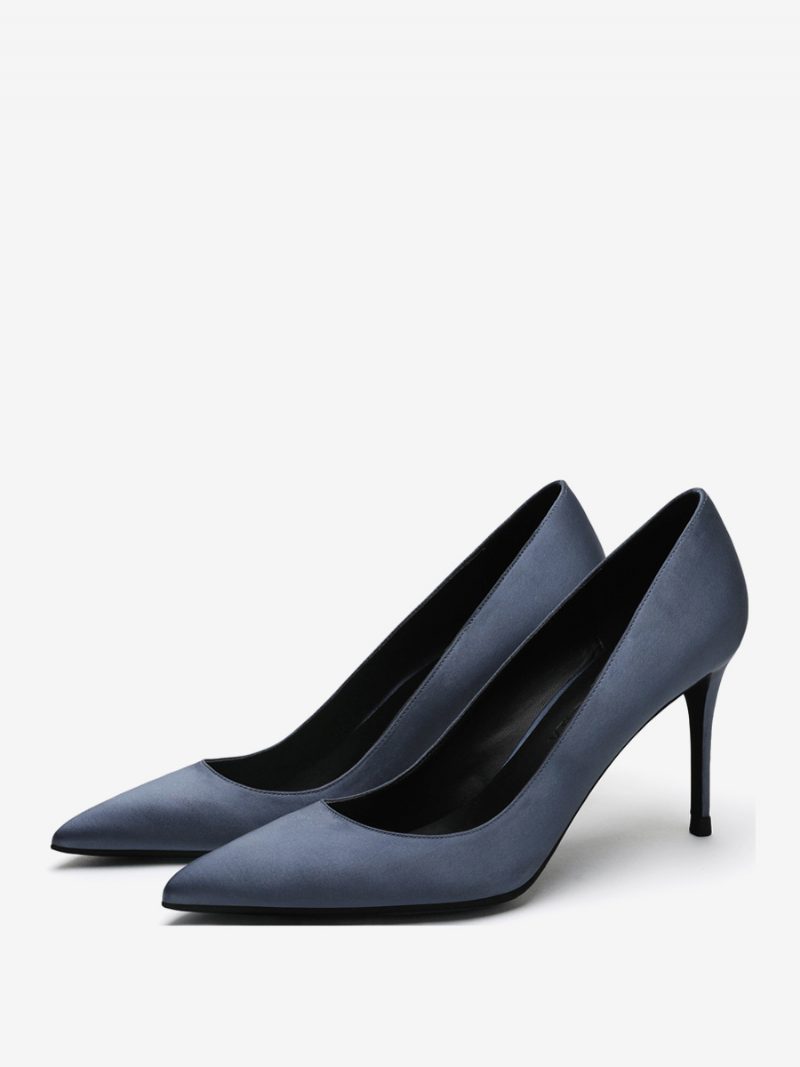 Satin-high-heels Für Damen Schwarz Mit Spitzer Zehenpartie Und Stiletto-absatz - Blaugrün