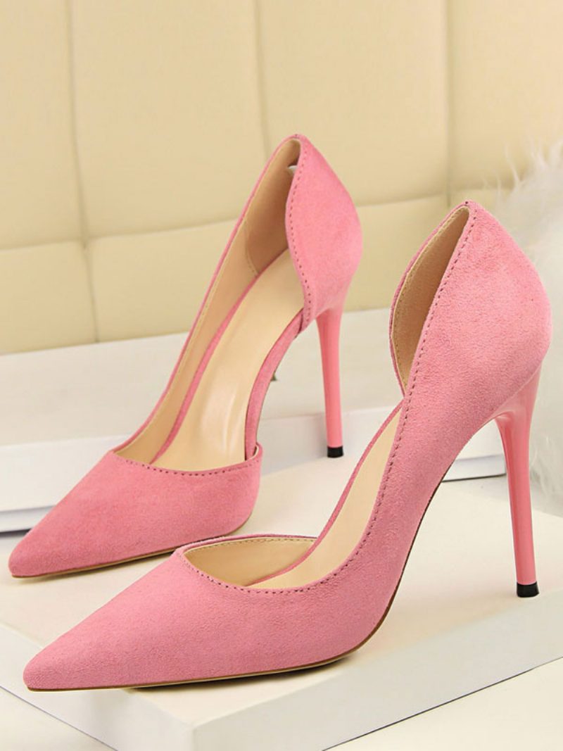 Schwarze High Heels Aus Wildleder Mit Spitzer Zehenpartie Stiletto-absatz Pumps Für Damen - Rosa