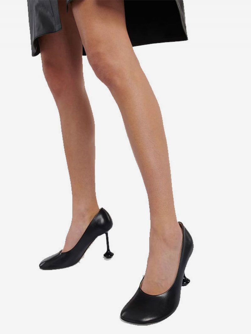 Schwarze High Heels Für Damen Mit Quadratischer Zehenpartie Und Speziell Geformtem Absatz - Schwarz