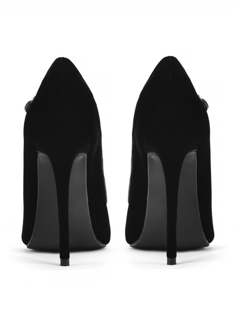 Schwarze High Heels Für Damen Mit Spitzer Zehenpartie Stiletto-absatz Und Mary-jane-pumps - Schwarz