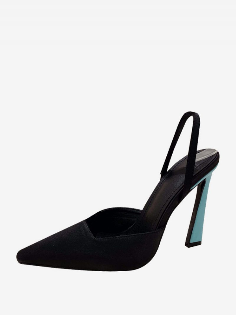 Schwarze High Heels Für Damen Mit Spitzer Zehenpartie Und Slingback-stilettl-absatz - Schwarz