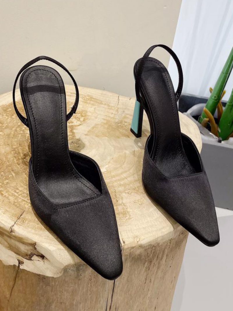 Schwarze High Heels Für Damen Mit Spitzer Zehenpartie Und Slingback-stilettl-absatz - Schwarz