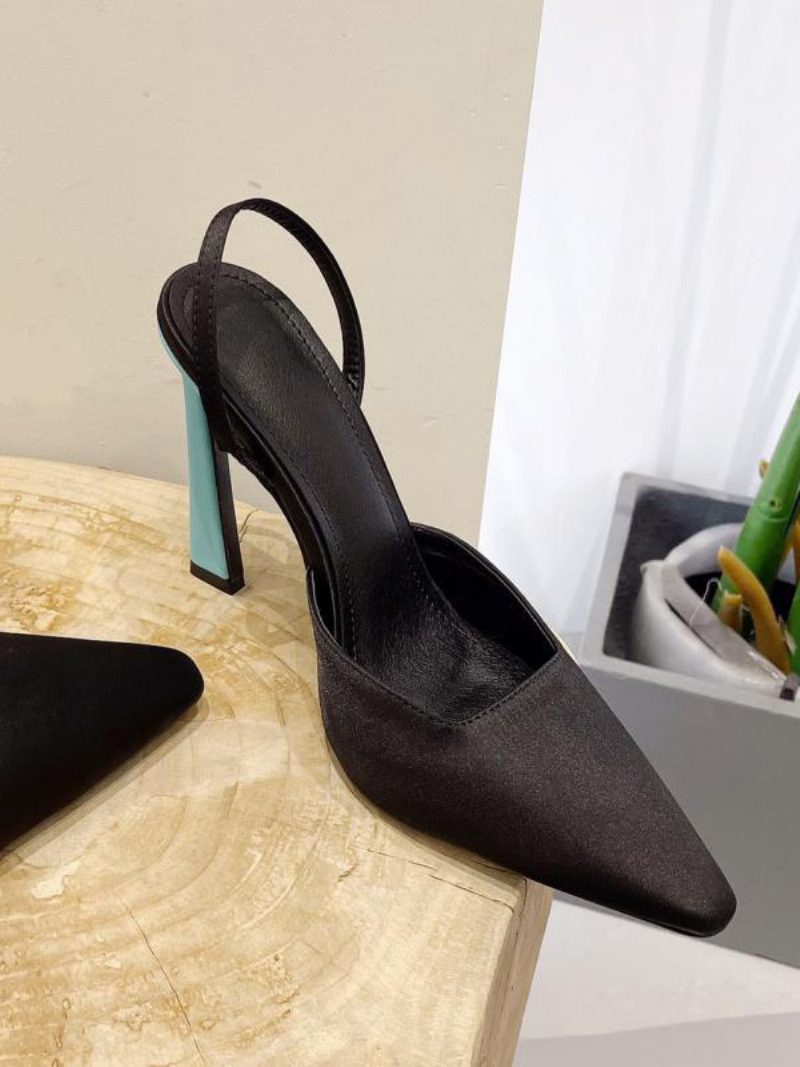 Schwarze High Heels Für Damen Mit Spitzer Zehenpartie Und Slingback-stilettl-absatz - Schwarz