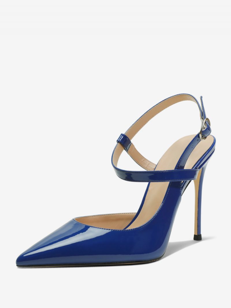 Schwarze Pumps Mit Spitzen Zehen Und Hohem Absatz Für Damen - Blau