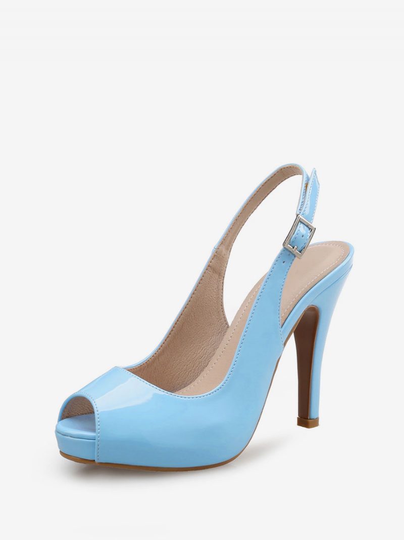 Slingback-pumps Für Damen Peep-toe-stiletto-absatzpumps Burgunderrot - Blau